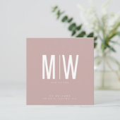 Dusty Rose Square Monogram Wedding Save the Date (Stehend Vorderseite)