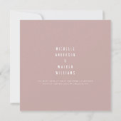 Dusty Rose Square Monogram Wedding Save the Date (Rückseite)