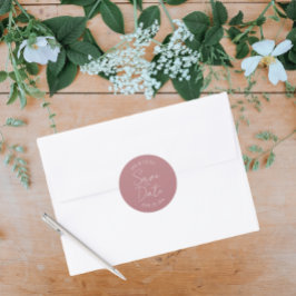 Dusty Rose Stilisierte Hochzeit Speichern Sie das Runder Aufkleber