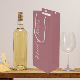 Dusty Rose Stilisierte Script-Trauzeugin Geschenktüte Für Weinflaschen