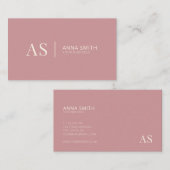 Dusty Rose Stilvoll rosa Monogram modern Visitenkarte (Vorne/Hinten)