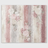 Dusty Rose Streifen & Spitze Geschenkpapier (Flach)