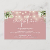 Dusty Rose String Lights Floral Wedding Reception Begleitkarte (Vorderseite)