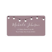 Dusty Rose String Lights Rückgabeadresse Label Adressaufkleber (Vorne)