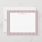 Dusty Rose Striped Note Card Einladung (Vorderseite)