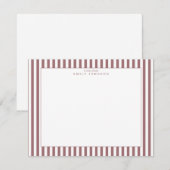 Dusty Rose Striped Note Card Einladung (Vorne/Hinten)