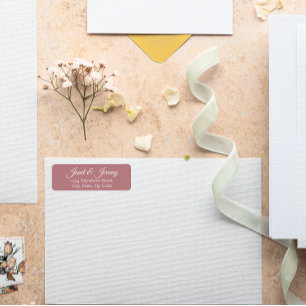 Dusty Rose Stylized Names Wedding Rücksendeadresse