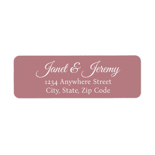 Dusty Rose Stylized Names Wedding Rücksendeadresse (Vorne)