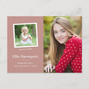 Dusty Rose Traditionelle Zwei-Foto-Abschluss Postkarte