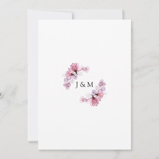 Dusty Rose Transparent floral Monogram Wedding Einladung (Rückseite)