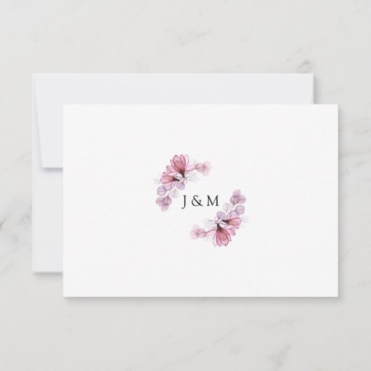Dusty Rose Transparent floral Monogram Wedding RSVP Karte (Rückseite)