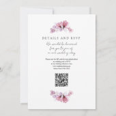 Dusty Rose Transparent floral QR Code Hochzeit Einladung (Rückseite)
