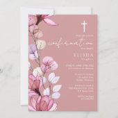 Dusty Rose Transparente Blumenbestätigung Einladung (Vorderseite)