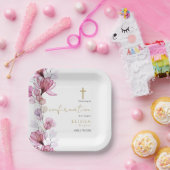 Dusty Rose Transparente Blumenbestätigung Pappteller (Party)