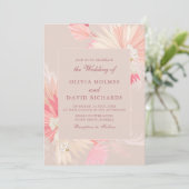 Dusty Rose Tropical Orchid Hochzeit Einladung (Stehend Vorderseite)