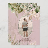 Dusty Rose Tropical Pampas Grass FOTO Hochzeit Sav Save The Date (Vorne/Hinten)