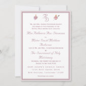 Dusty Rose Two Hearts Catholic Wedding Invitation Einladung (Vorderseite)