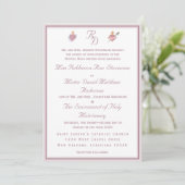 Dusty Rose Two Hearts Catholic Wedding Invitation Einladung (Stehend Vorderseite)