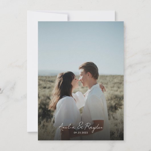 Dusty Rose Typografie Script Foto QR Code Hochzeit Einladung (Rückseite)