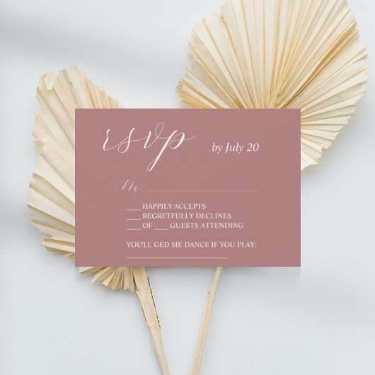 Dusty Rose uAwg Kalligrafie Hochzeitskarten RSVP Karte