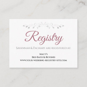 Dusty-Rose über die White Elegant Wedding Registry Begleitkarte
