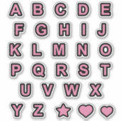 Dusty Rose und Black Hauptstadt Letters Alphabet Aufkleber (Vorderseite)