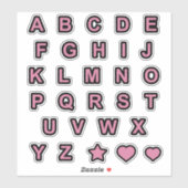 Dusty Rose und Black Hauptstadt Letters Alphabet Aufkleber (Blatt)