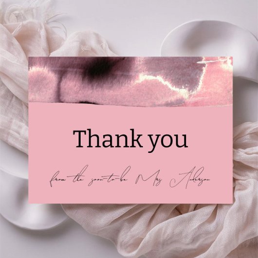 Dusty Rose und Black Modern Minimalistisch Dankeskarte