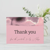 Dusty Rose und Black Modern Minimalistisch Dankeskarte (Stehend Vorderseite)