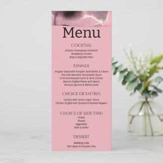 Dusty Rose und Black Modern Wedding Menükarte