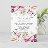 Dusty Rose und Blush Pink Paint Peony Wedding Einladung (Stehend Vorderseite)