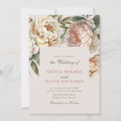 Dusty Rose und Blush Pink Peony Wedding Einladung (Vorderseite)