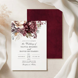 Dusty Rose und Burgund Floral Boho Wedding Einladung