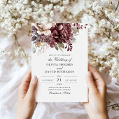 Dusty Rose und Burgund Floral Boho Wedding Einladung