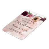 Dusty Rose und Burgund Floral Save the Date Magnet (Linke Seite)