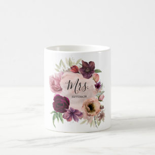 Dusty Rose und Burgund Vintage Wasserfarbe Kaffeetasse