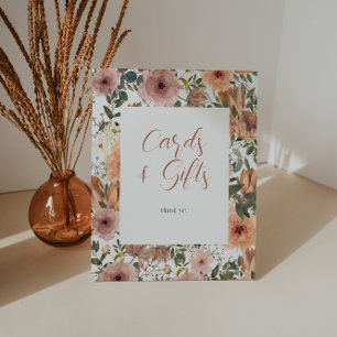 Dusty Rose und Burnt Orange Blumenkarten Geschenke Sockelschild