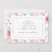 Dusty Rose und Dusty Blue Bridesmaid Vorschlag Einladung (Vorderseite)