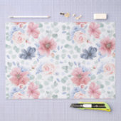 Dusty Rose und Dusty Blue Floral Botanisches Elega Seidenpapier (Handwerk)