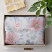 Dusty Rose und Dusty Blue Floral Botanisches Elega Seidenpapier (Geschenk)