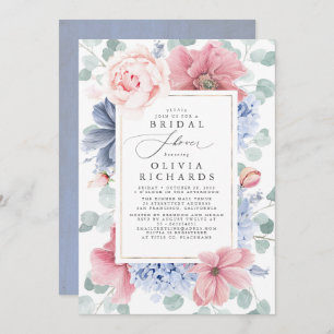 Dusty Rose und Dusty Blue Floral Brautparty Einladung