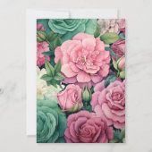 Dusty Rose und Emerald Green Floral Wedding Einladung (Rückseite)