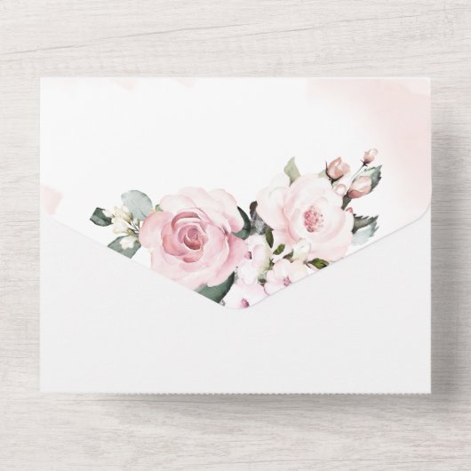 Dusty Rose und Gray Wedding All In One Einladung (Rückseite)