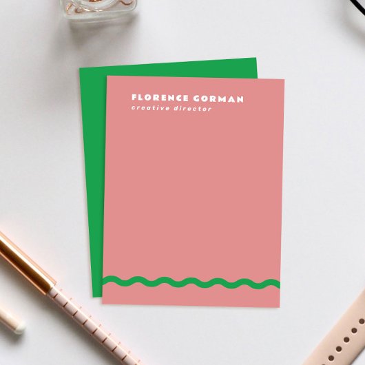 Dusty Rose und Green Wavy Frame Personal Dankeskarte