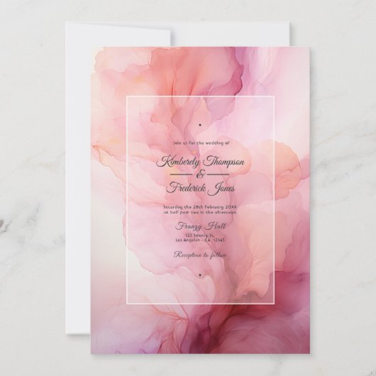 Dusty Rose und Mauve Ink Wedding Einladung (Vorderseite)