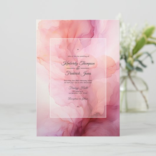 Dusty Rose und Mauve Ink Wedding Einladung (Stehend Vorderseite)