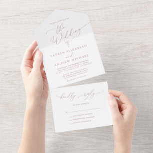 Dusty Rose und Minimalistische Hochzeit in einem All In One Einladung