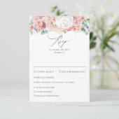 Dusty Rose und Peach Floral Wedding RSVP (Stehend Vorderseite)