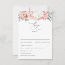Dusty Rose und Peach Floral Wedding RSVP