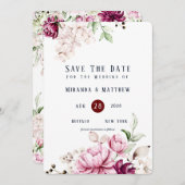 Dusty Rose und Pink Peony speichern die Datumskart Einladung (Vorne/Hinten)